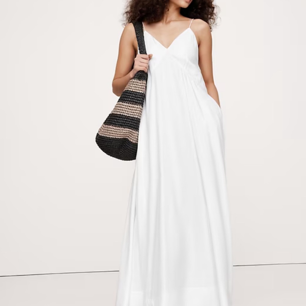 Banana Republic White Sleeveless viscose linen maxi dress